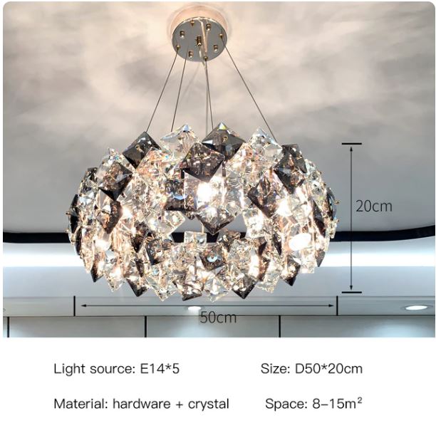 Nordic Gold LED Loft Lattice Crystal Chandelier