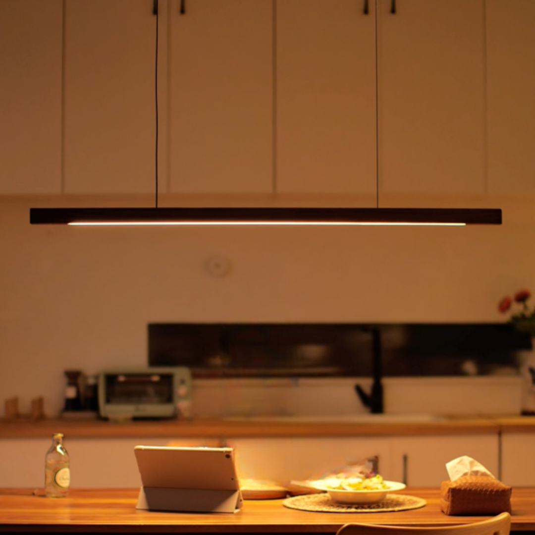 Wood Linear Sweep Sensor Chandelier