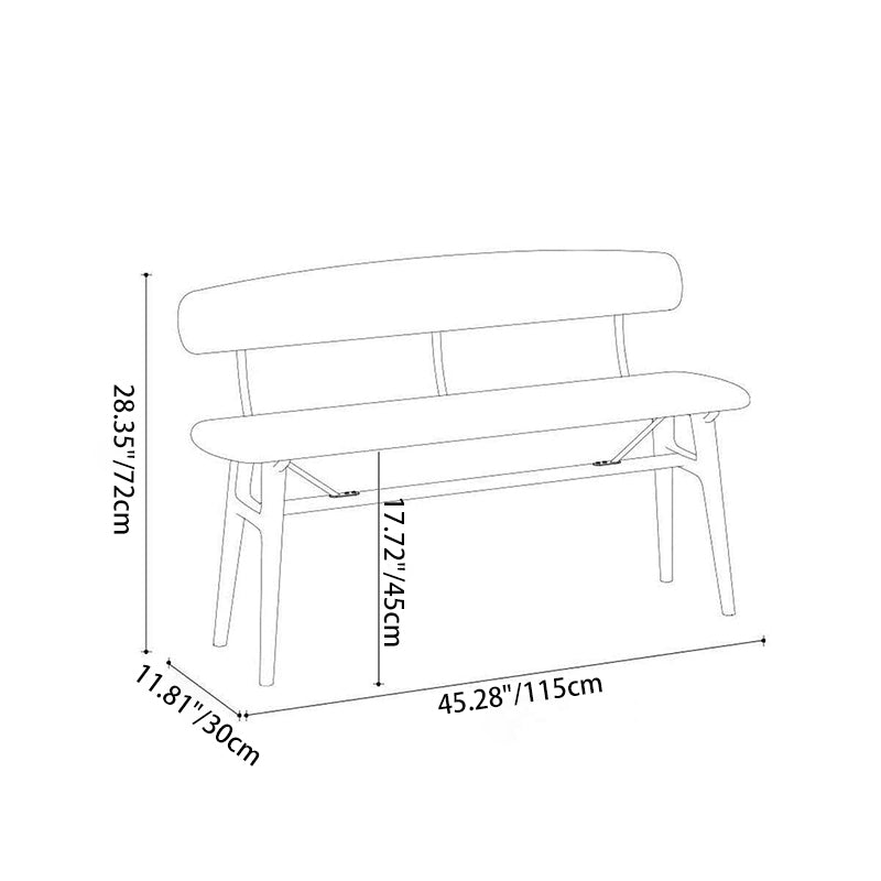 Modern Mid-Century Oval Rubberwood Iron Comfortable Bench Backrest Armless For Dining Room & Entryway