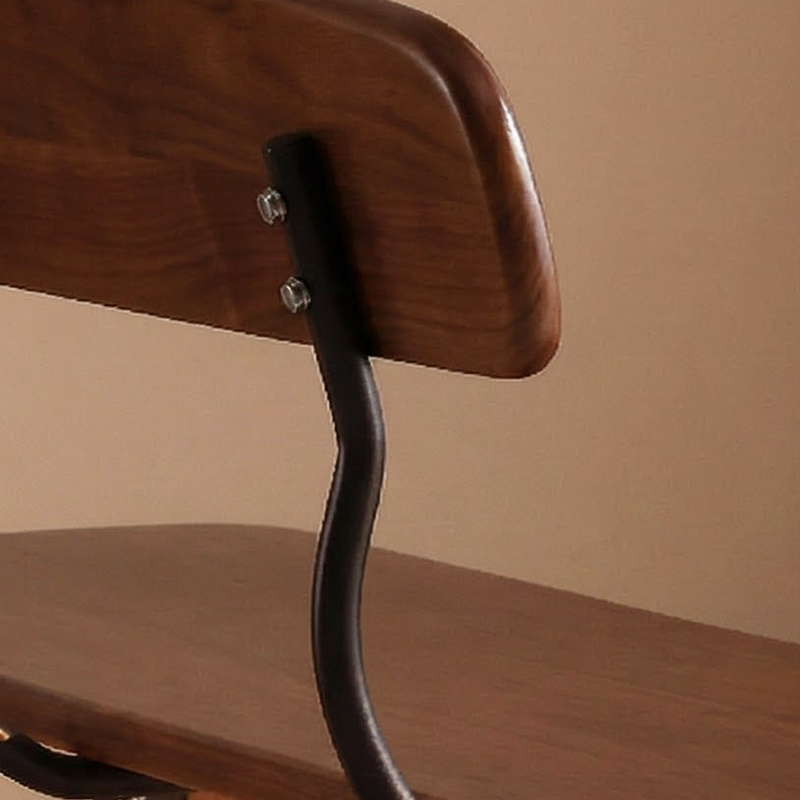 Modern Mid-Century Oval Rubberwood Iron Comfortable Bench Backrest Armless For Dining Room & Entryway