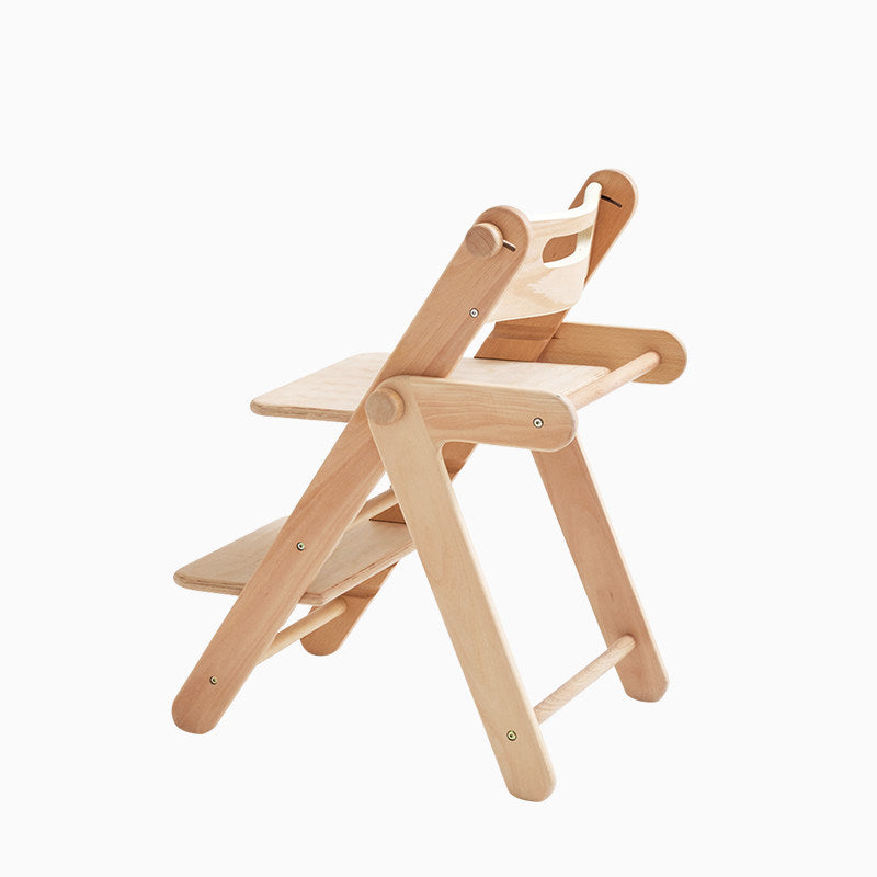 Modern Minimalist Geometric Beech & Plywood Adjustable Kids Lounge Chair Backrest Armless For Dining Room & Study