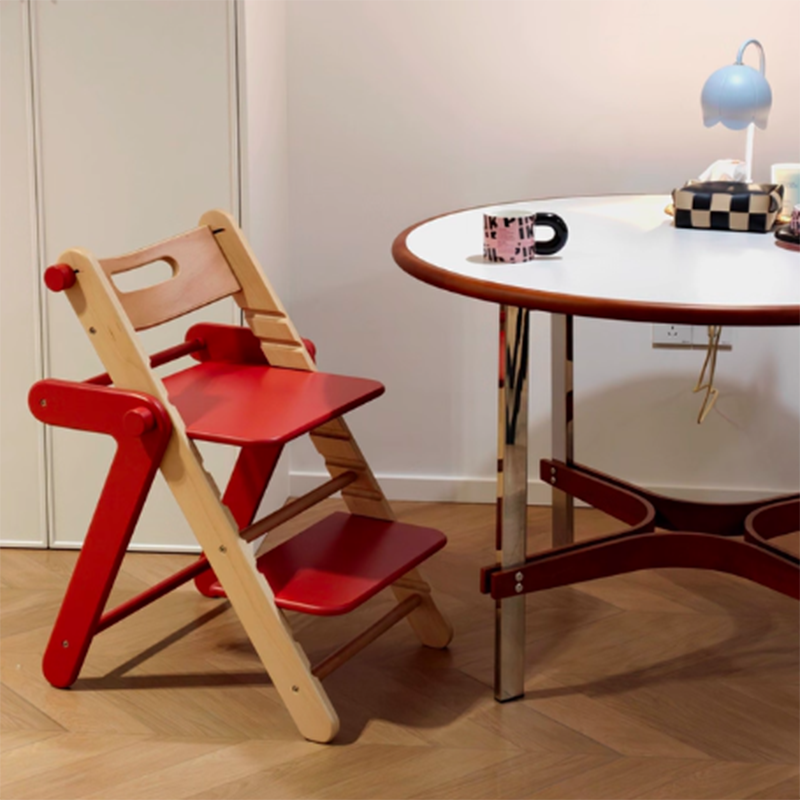 Modern Minimalist Geometric Beech & Plywood Adjustable Kids Lounge Chair Backrest Armless For Dining Room & Study
