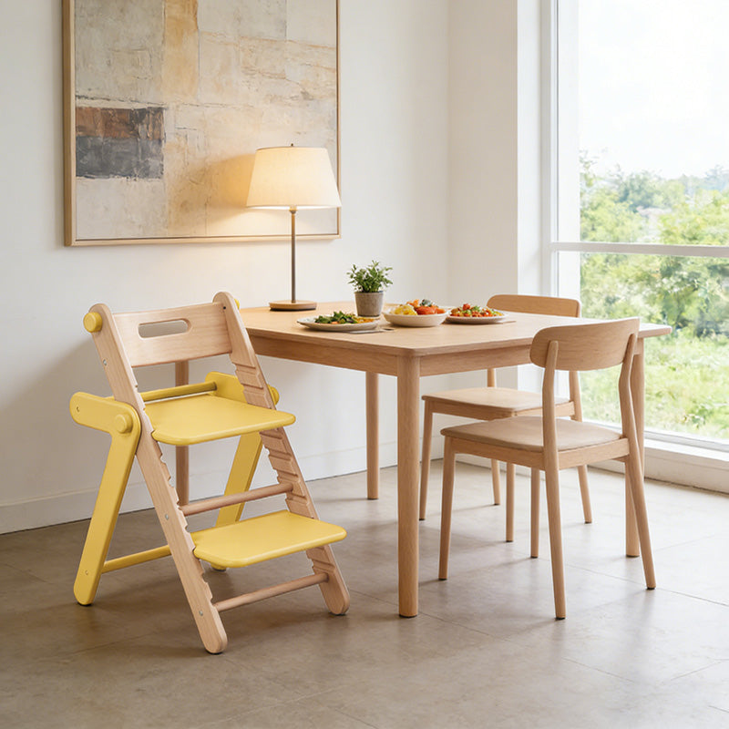Modern Minimalist Geometric Beech & Plywood Adjustable Kids Lounge Chair Backrest Armless For Dining Room & Study