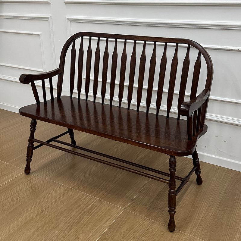 Traditional Vintage Hollow Trapezoidal Red Oak Plywood Bench Backrest Armrest For Dining Room & Balcony