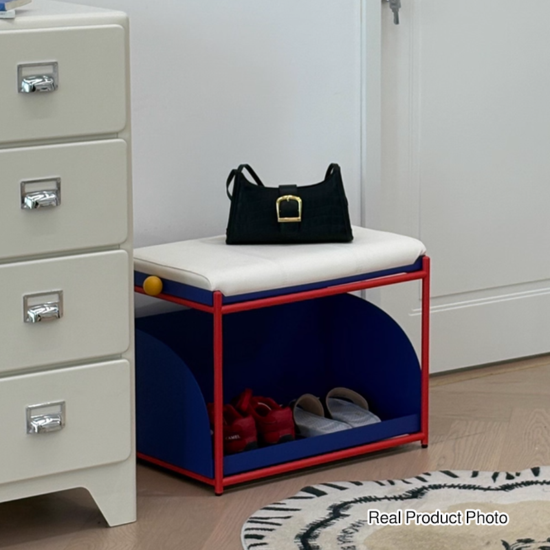 Contemporary Industrial Cold Rolled Steel PU Leather Sponge Rectangular Shoe Bench Backless Armless For Entryway & Hallway