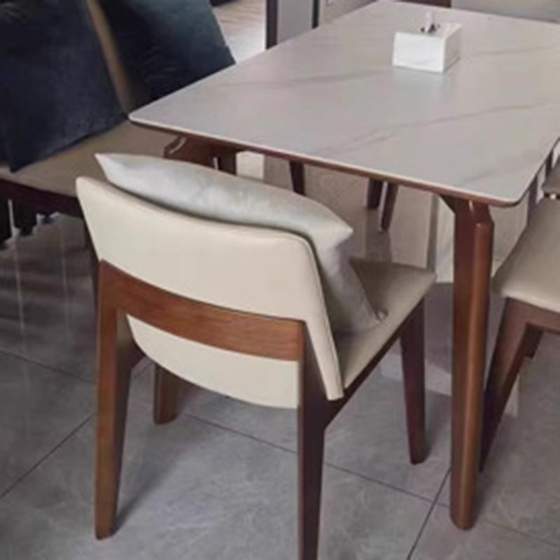 Contemporary Scandinavian Ash Wood Microfiber Leather Square Dining Chair Backrest For Dining Room