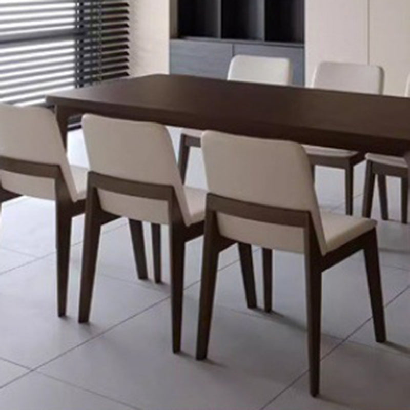 Contemporary Scandinavian Ash Wood Microfiber Leather Square Dining Chair Backrest For Dining Room
