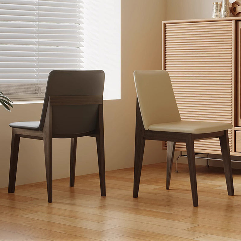 Contemporary Scandinavian Ash Wood Microfiber Leather Square Dining Chair Backrest For Dining Room