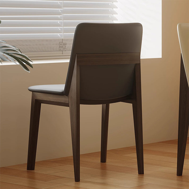 Contemporary Scandinavian Ash Wood Microfiber Leather Square Dining Chair Backrest For Dining Room