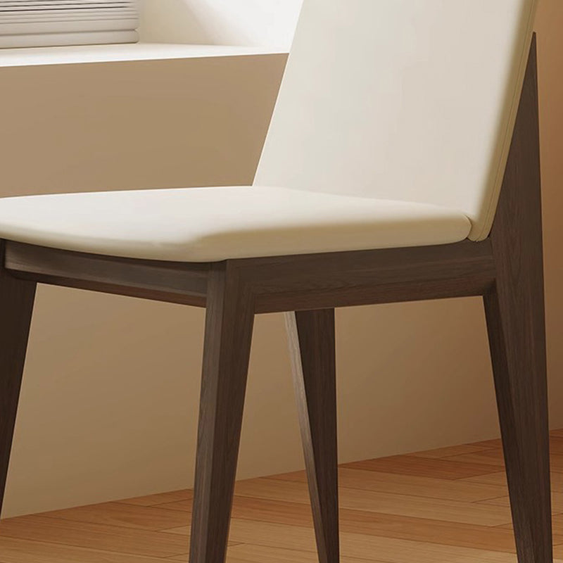 Contemporary Scandinavian Ash Wood Microfiber Leather Square Dining Chair Backrest For Dining Room