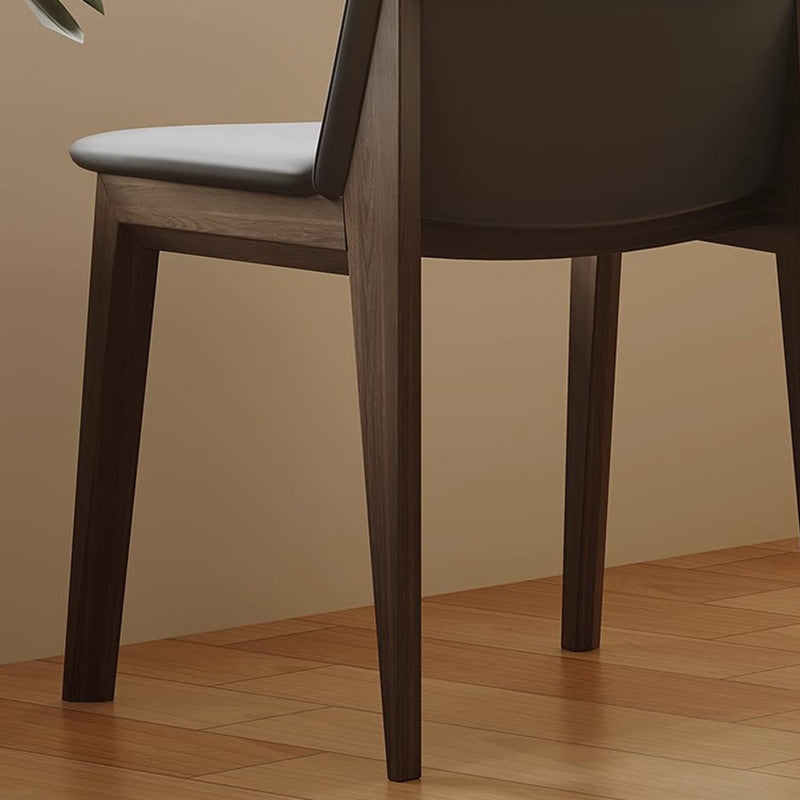 Contemporary Scandinavian Ash Wood Microfiber Leather Square Dining Chair Backrest For Dining Room