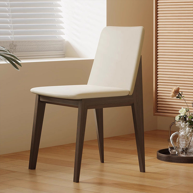 Contemporary Scandinavian Ash Wood Microfiber Leather Square Dining Chair Backrest For Dining Room