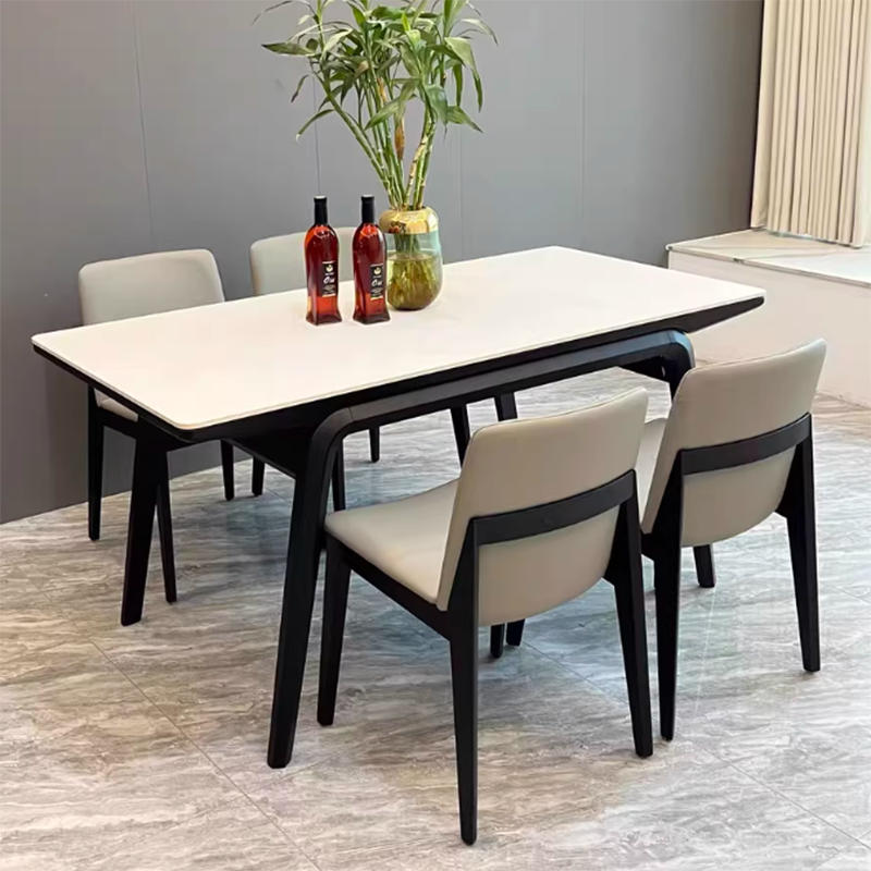 Contemporary Scandinavian Ash Wood Microfiber Leather Square Dining Chair Backrest For Dining Room