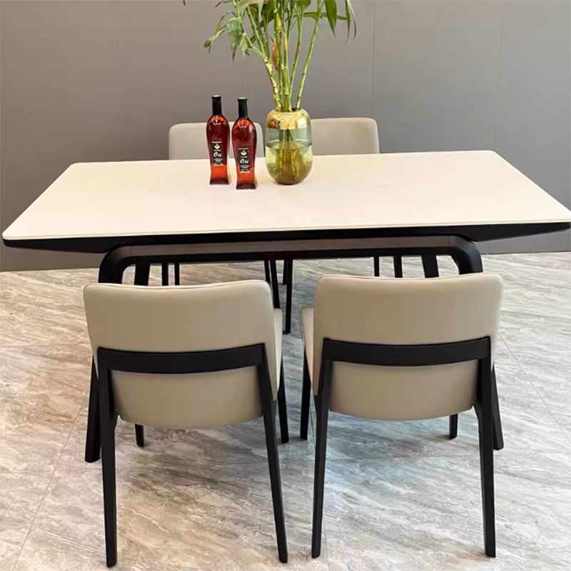 Contemporary Scandinavian Ash Wood Microfiber Leather Square Dining Chair Backrest For Dining Room