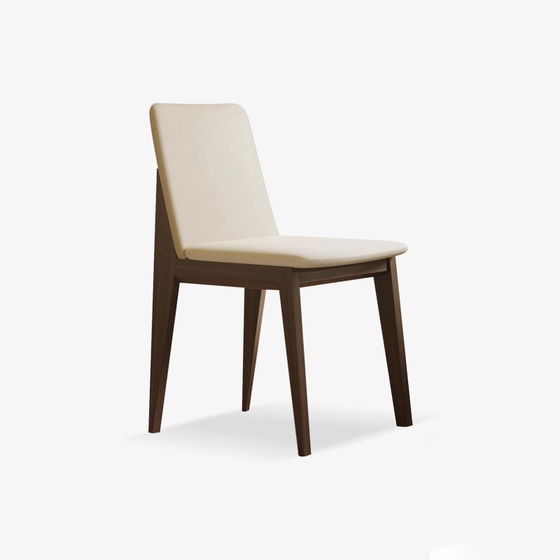 Contemporary Scandinavian Ash Wood Microfiber Leather Square Dining Chair Backrest For Dining Room