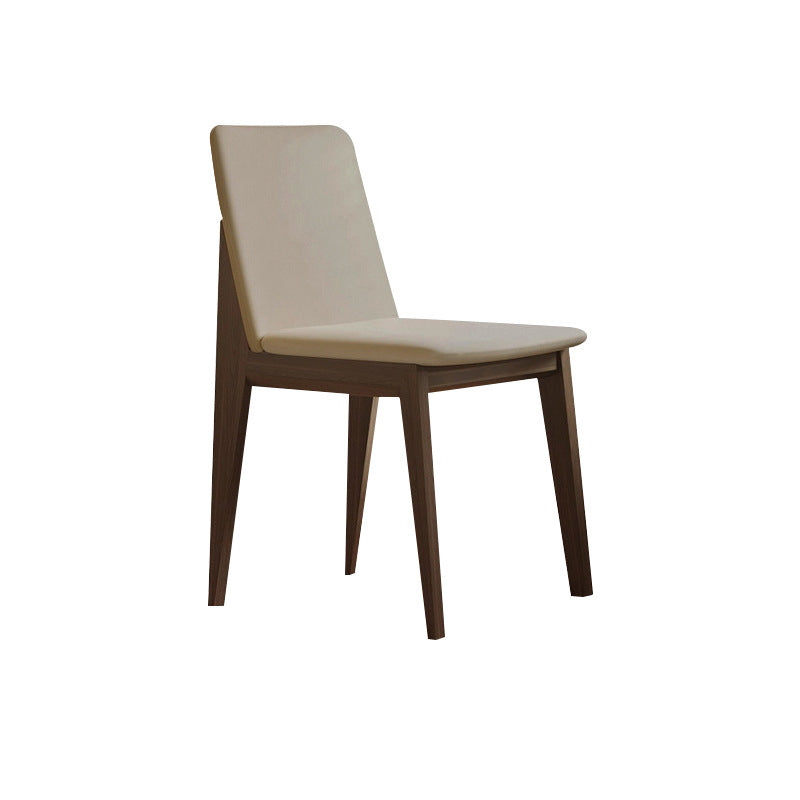 Contemporary Scandinavian Ash Wood Microfiber Leather Square Dining Chair Backrest For Dining Room