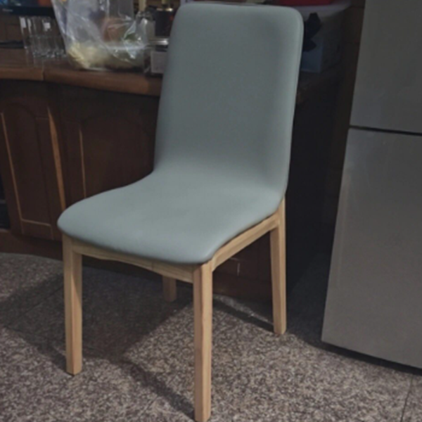 Contemporary Scandinavian Pine Wood Microfiber Leather Curved Square Dining Chair Backrest For Dining Room