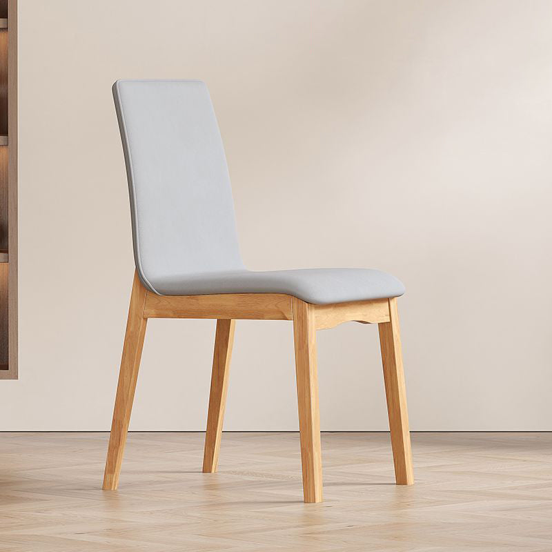 Contemporary Scandinavian Pine Wood Microfiber Leather Curved Square Dining Chair Backrest For Dining Room