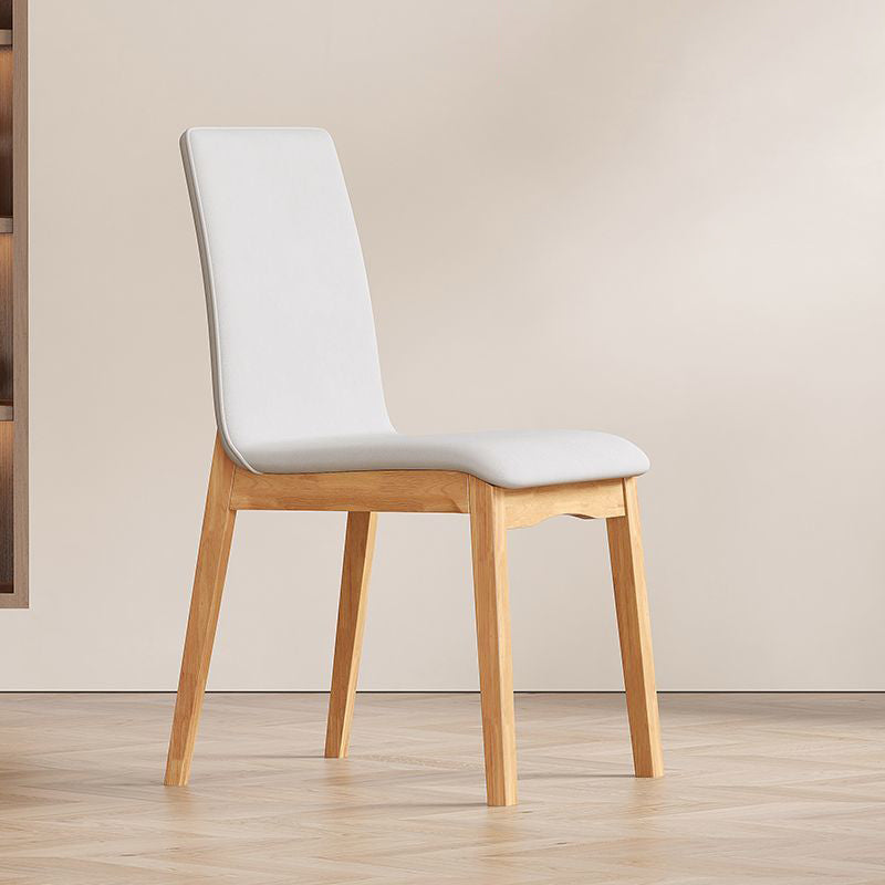 Contemporary Scandinavian Pine Wood Microfiber Leather Curved Square Dining Chair Backrest For Dining Room