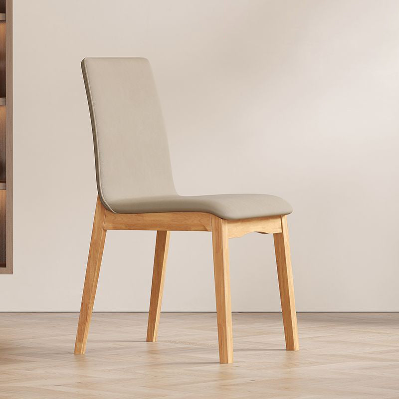 Contemporary Scandinavian Pine Wood Microfiber Leather Curved Square Dining Chair Backrest For Dining Room