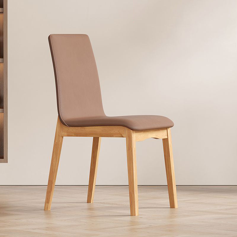 Contemporary Scandinavian Pine Wood Microfiber Leather Curved Square Dining Chair Backrest For Dining Room