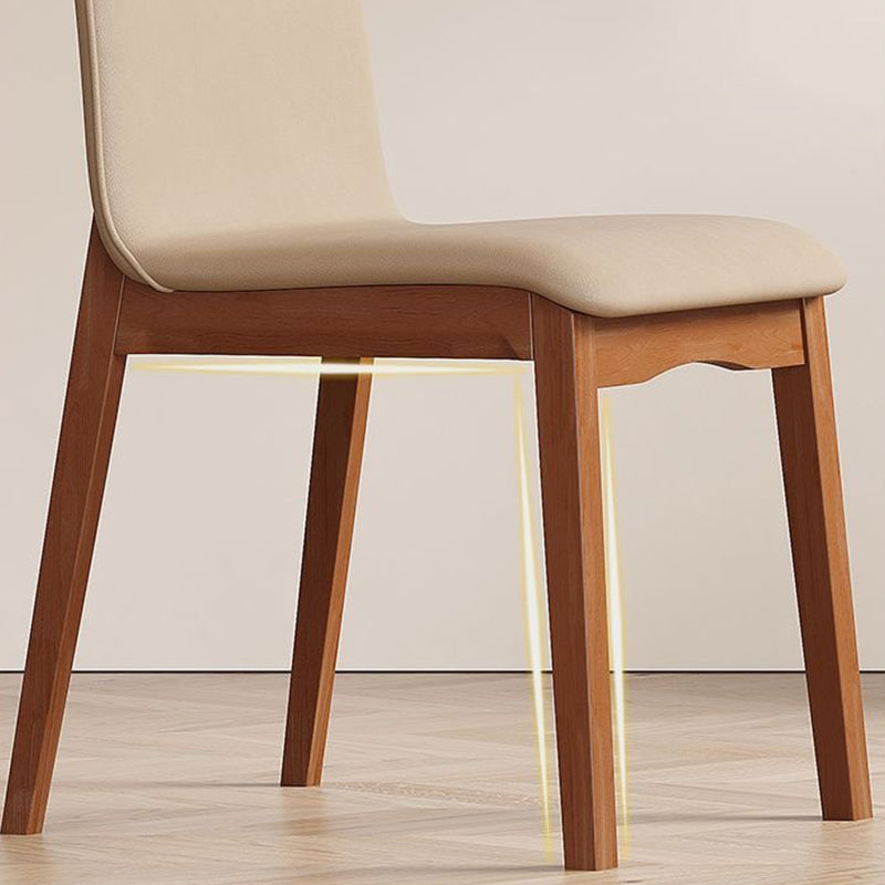 Contemporary Scandinavian Pine Wood Microfiber Leather Curved Square Dining Chair Backrest For Dining Room