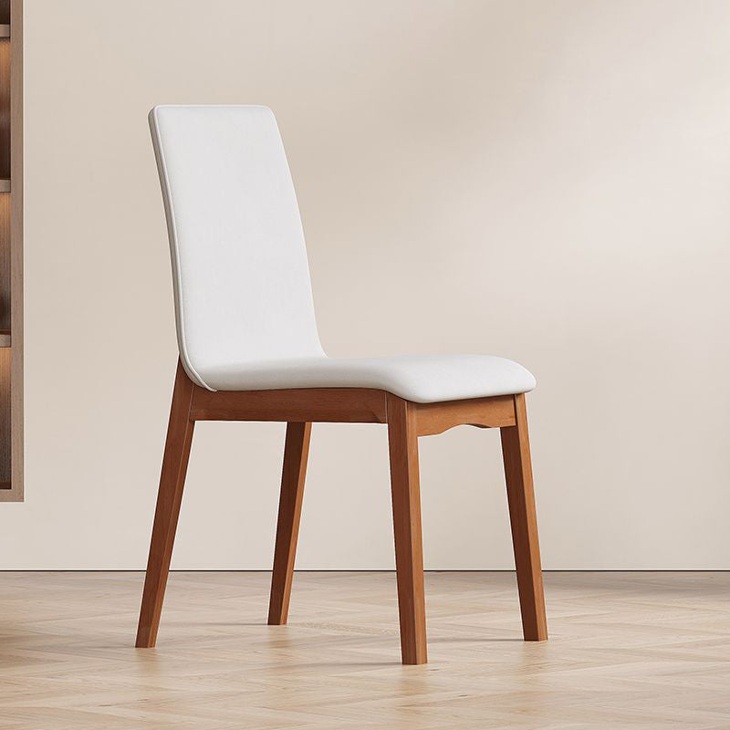 Contemporary Scandinavian Pine Wood Microfiber Leather Curved Square Dining Chair Backrest For Dining Room