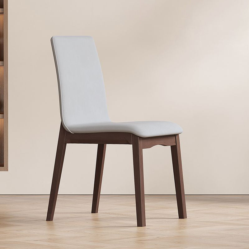 Contemporary Scandinavian Pine Wood Microfiber Leather Curved Square Dining Chair Backrest For Dining Room