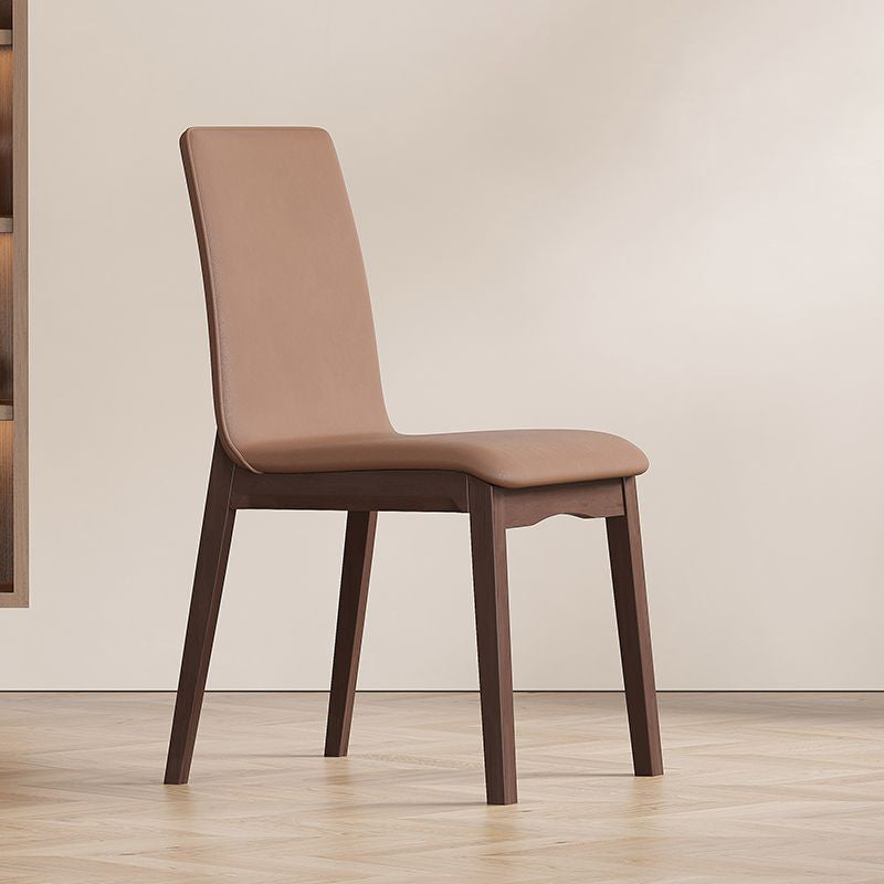 Contemporary Scandinavian Pine Wood Microfiber Leather Curved Square Dining Chair Backrest For Dining Room