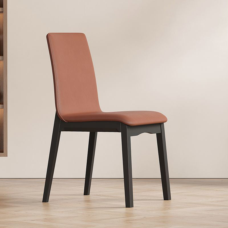Contemporary Scandinavian Pine Wood Microfiber Leather Curved Square Dining Chair Backrest For Dining Room