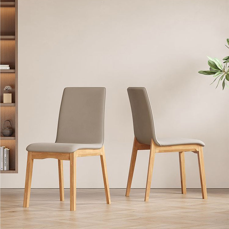 Contemporary Scandinavian Pine Wood Microfiber Leather Curved Square Dining Chair Backrest For Dining Room