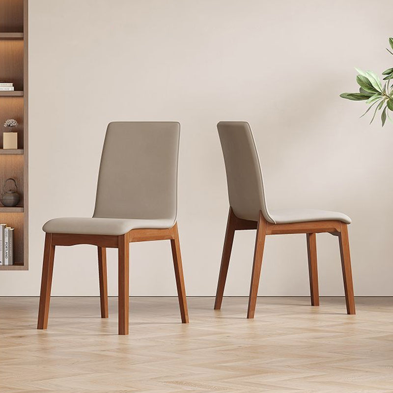 Contemporary Scandinavian Pine Wood Microfiber Leather Curved Square Dining Chair Backrest For Dining Room