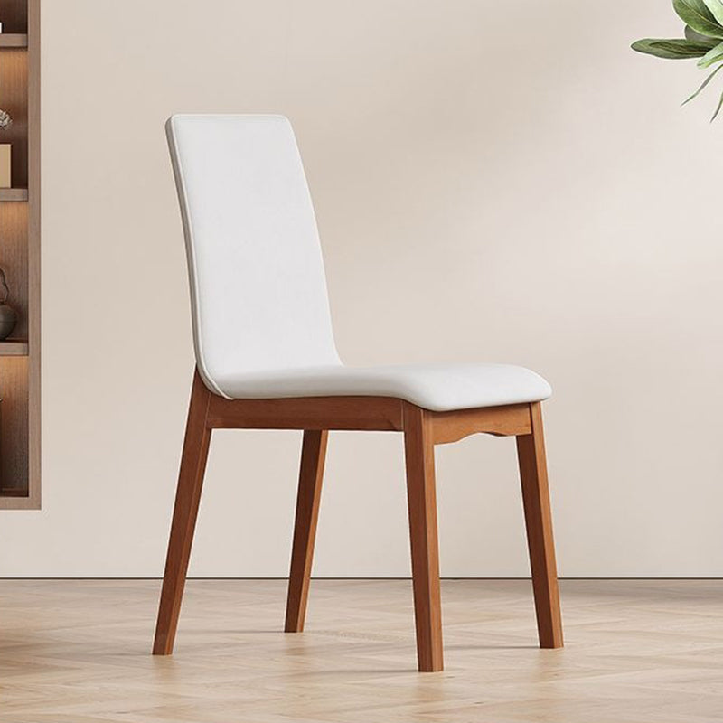 Contemporary Scandinavian Pine Wood Microfiber Leather Curved Square Dining Chair Backrest For Dining Room