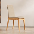 Contemporary Scandinavian Pine Wood Microfiber Leather Curved Square Dining Chair Backrest For Dining Room