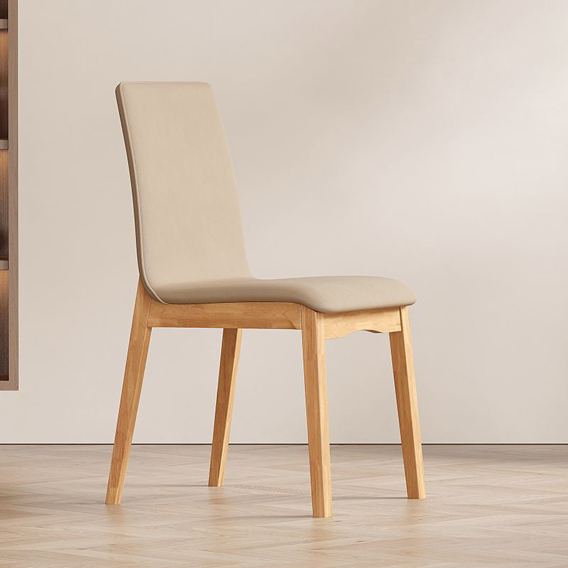 Contemporary Scandinavian Pine Wood Microfiber Leather Curved Square Dining Chair Backrest For Dining Room
