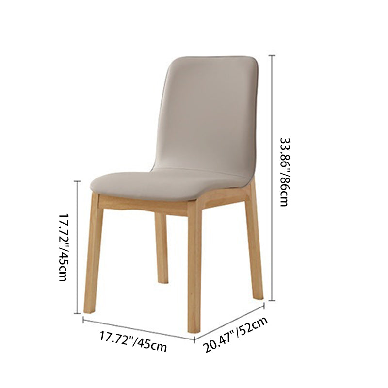 Modern Minimalist Microfiber Leather Rubberwood Square Dining Chair Backrest For Dining Room