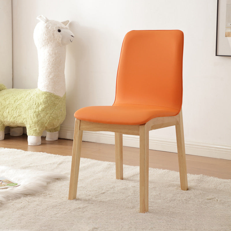 Modern Minimalist Microfiber Leather Rubberwood Square Dining Chair Backrest For Dining Room