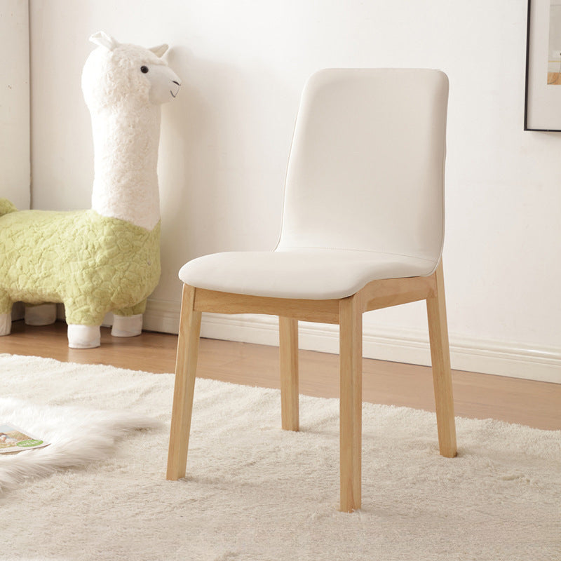Modern Minimalist Microfiber Leather Rubberwood Square Dining Chair Backrest For Dining Room