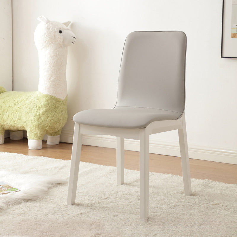 Modern Minimalist Microfiber Leather Rubberwood Square Dining Chair Backrest For Dining Room