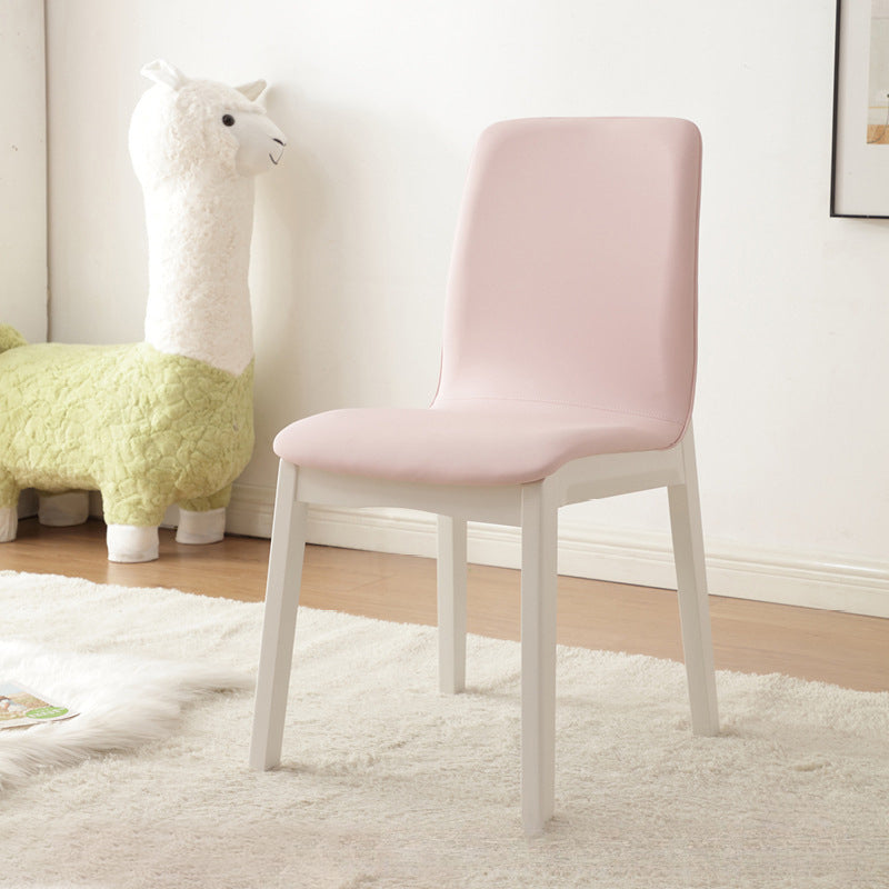 Modern Minimalist Microfiber Leather Rubberwood Square Dining Chair Backrest For Dining Room