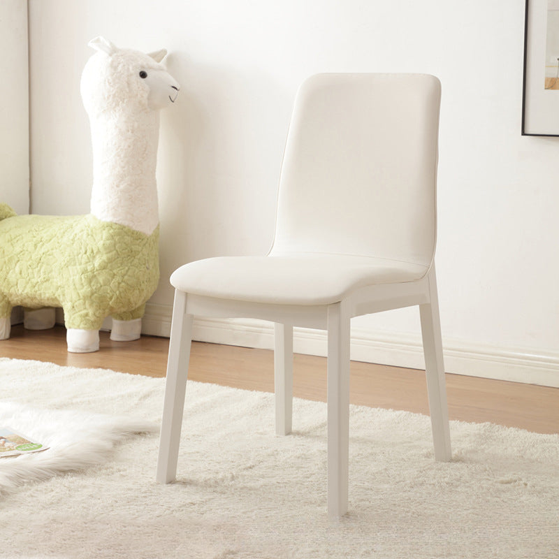 Modern Minimalist Microfiber Leather Rubberwood Square Dining Chair Backrest For Dining Room
