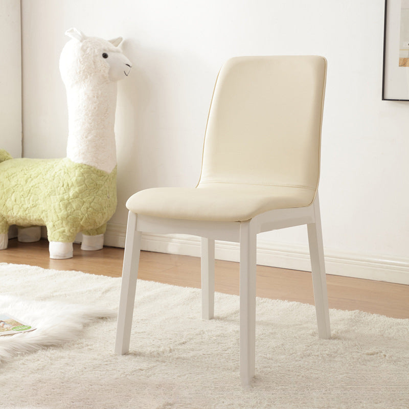 Modern Minimalist Microfiber Leather Rubberwood Square Dining Chair Backrest For Dining Room