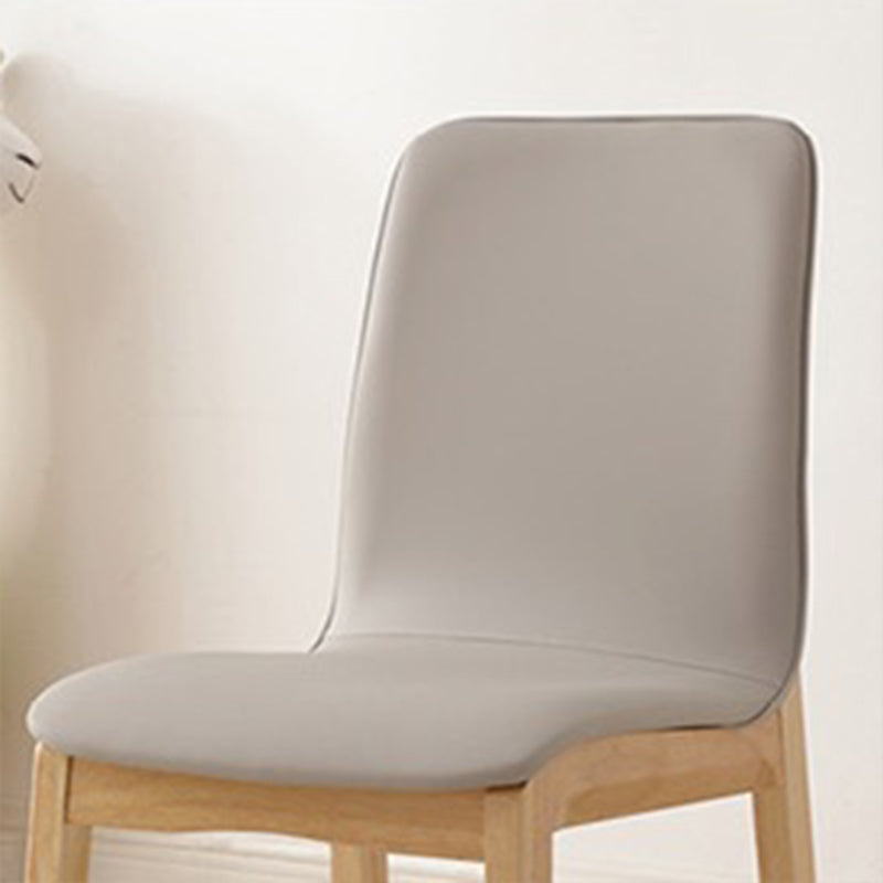 Modern Minimalist Microfiber Leather Rubberwood Square Dining Chair Backrest For Dining Room