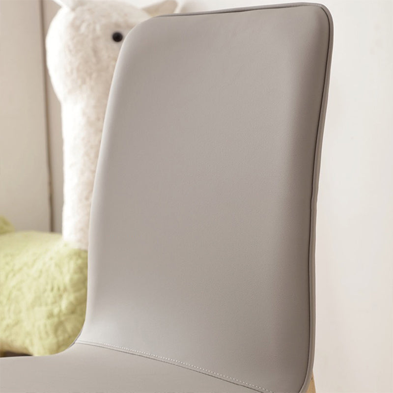 Modern Minimalist Microfiber Leather Rubberwood Square Dining Chair Backrest For Dining Room