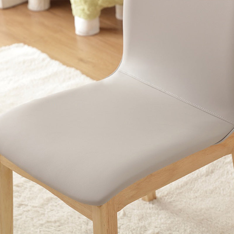 Modern Minimalist Microfiber Leather Rubberwood Square Dining Chair Backrest For Dining Room