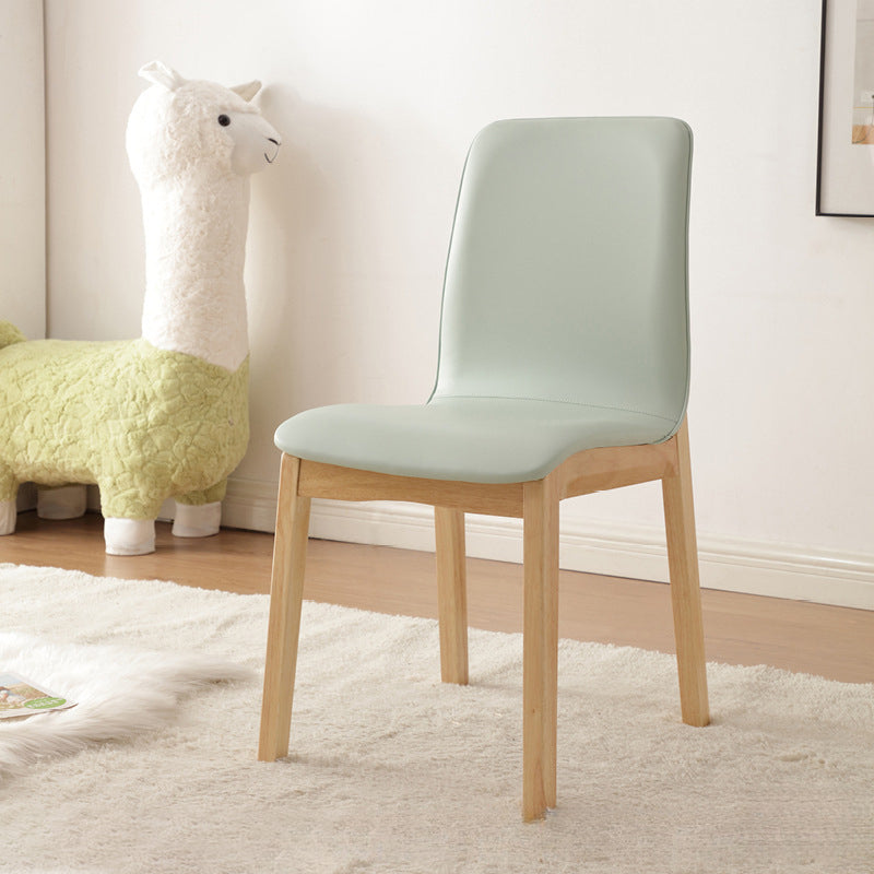 Modern Minimalist Microfiber Leather Rubberwood Square Dining Chair Backrest For Dining Room