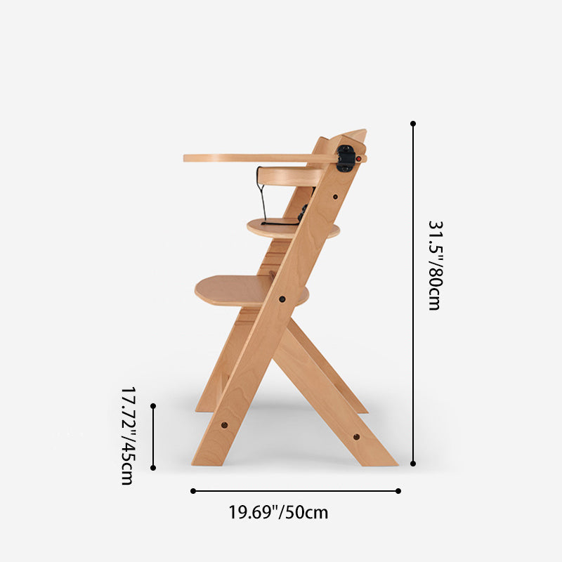 Modern Minimalist Plywood Adjustable Curved Kids High Chair Baby Dining Chair With Armrest & Backrest For Living Room