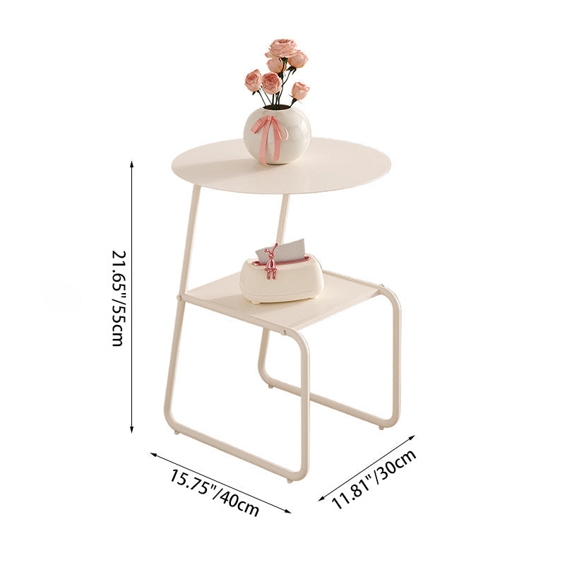 Contemporary Creative Iron Geometric Dopamine Space-Saving End Table 2-Tier For Living Room