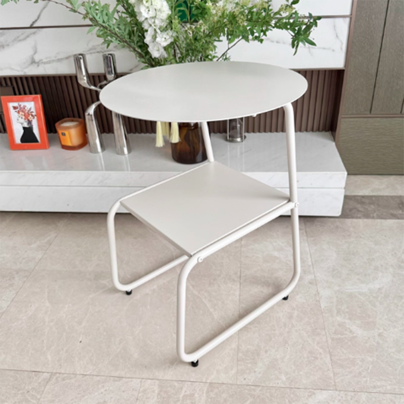 Contemporary Creative Iron Geometric Dopamine Space-Saving End Table 2-Tier For Living Room