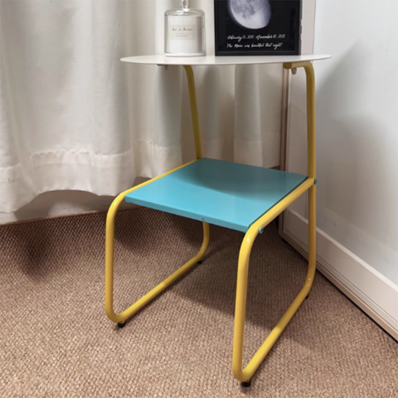 Contemporary Creative Iron Geometric Dopamine Space-Saving End Table 2-Tier For Living Room